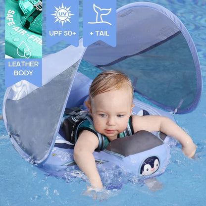 Inflatable Baby Float Ring with Sun Canopy UPF 50+ for Pool Beach Swimming Toddler Infant Water Safety Seat