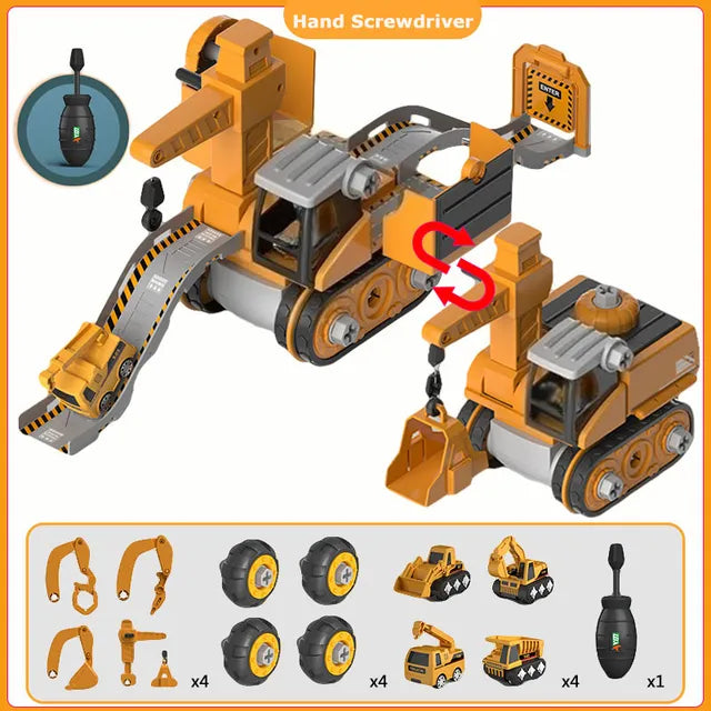 Take-Apart Digger Playset with Motorized Driver Tool & Manual Wrench for Kids Ages 3+ Engineering STEM Learning Toy Builds Fine Motor Skills