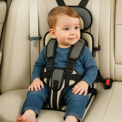 Portable Child Safety Harness Seat for Travel with 5-Point System Gray Foldable Booster for Taxis Rental Cars Everyday Outings Toddlers Kids