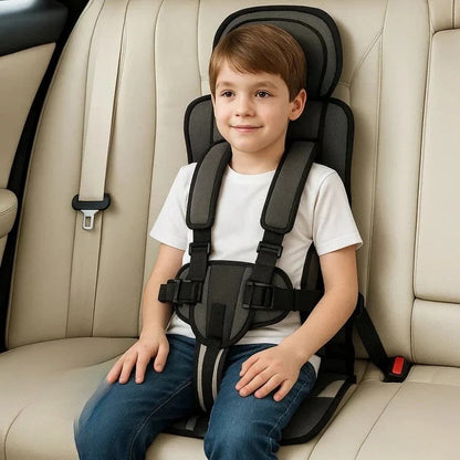 Portable Child Safety Harness Seat for Travel with 5-Point System Gray Foldable Booster for Taxis Rental Cars Everyday Outings Toddlers Kids