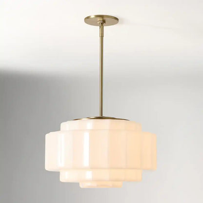 Suspension en verre opalin 16 po, finition laiton chaud, plafonnier réglable pour îlot de cuisine, entrée et chambre à coucher