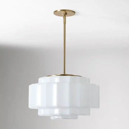 Suspension en verre opalin 16 po, finition laiton chaud, plafonnier réglable pour îlot de cuisine, entrée et chambre à coucher