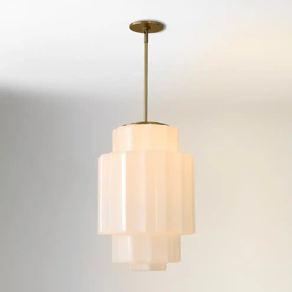 Suspension en verre opalin 16 po, finition laiton chaud, plafonnier réglable pour îlot de cuisine, entrée et chambre à coucher
