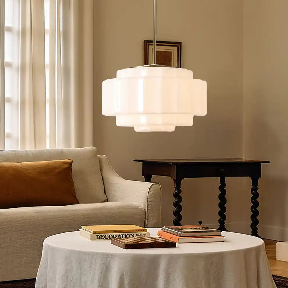 Suspension en verre opalin 16 po, finition laiton chaud, plafonnier réglable pour îlot de cuisine, entrée et chambre à coucher