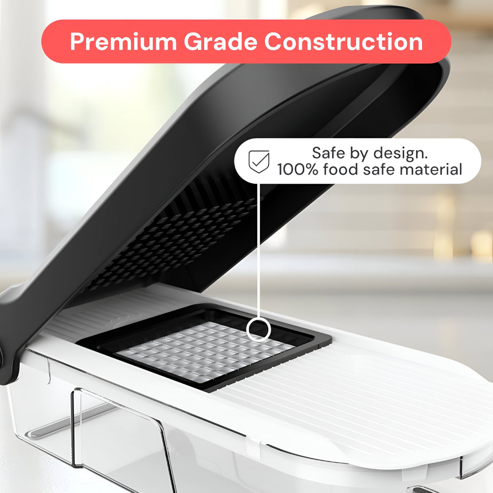 Kitchen Essential | Manual Vegetable Chopper with 7 Interchangeable Blades | Safe and Efficient Food Prep Tool