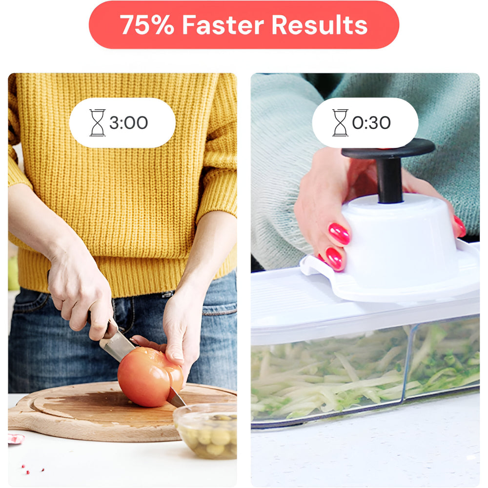 Kitchen Essential | Manual Vegetable Chopper with 7 Interchangeable Blades | Safe and Efficient Food Prep Tool