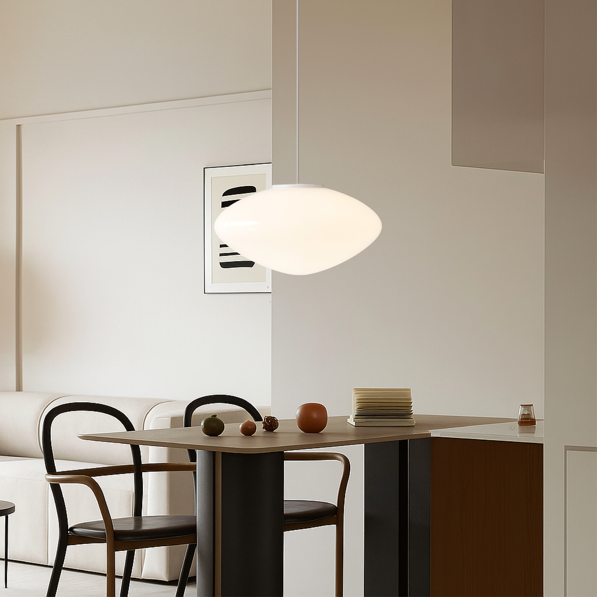 LED Glass Globe Hanging Light Fixture Adjustable Height White Shade for Kitchen Island Dining Room Ceiling Mount E27 Socket Modern Minimalis