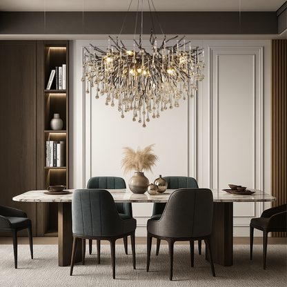Lustre en cristal réglable, suspension LED, diamètre 60-120 cm, luminaire moderne en aluminium pour tables de salle à manger et hauts plafonds