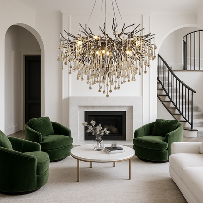 Lustre en cristal réglable, suspension LED, diamètre 60-120 cm, luminaire moderne en aluminium pour tables de salle à manger et hauts plafonds