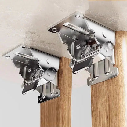 Heavy-Duty Folding Table Bracket Set — Self-Locking Steel Support Legs for Workbenches, RV Furniture, Drop-Leaf Dining Tables, Collapsible B