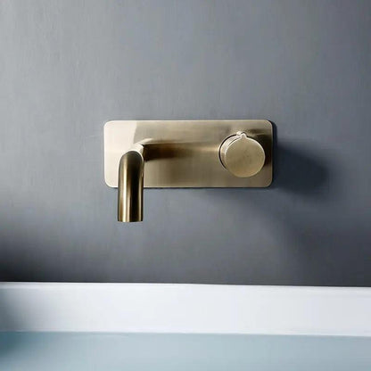 Wall-Mount Bathroom Faucet Single-Handle Gold Brass Finish Space-Saving Basin Tap for Vanity Remodel Powder Room Modern American Home