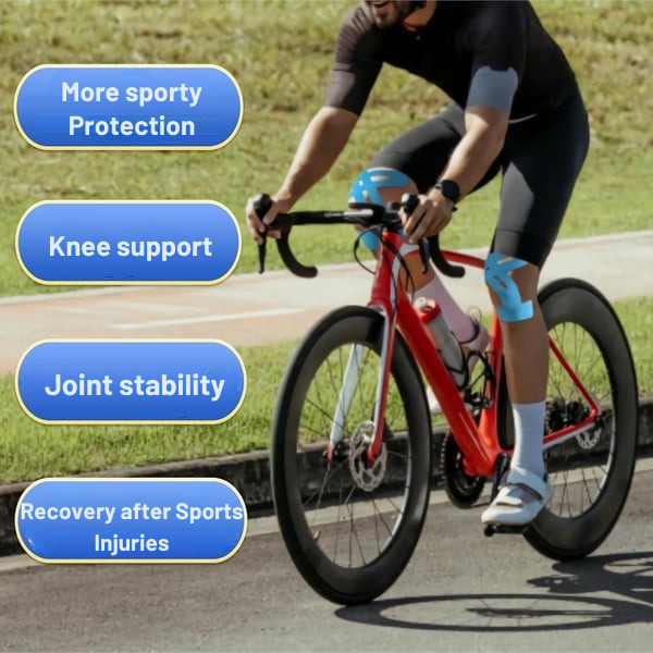 Pre-Cut Knee Support Tape for Sports | Breathable Athletic Kinesiology Brace | Elastic Joint Stabilizer for Running, Gym & Training | Waterp