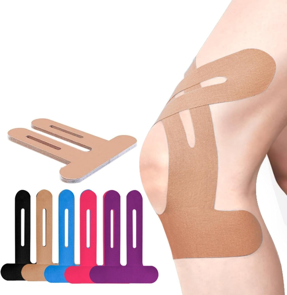 Pre-Cut Kinesiology Knee Tape for Joint Support & Stability During Sports | Athletic Knee Brace Alternative | Breathable Elastic