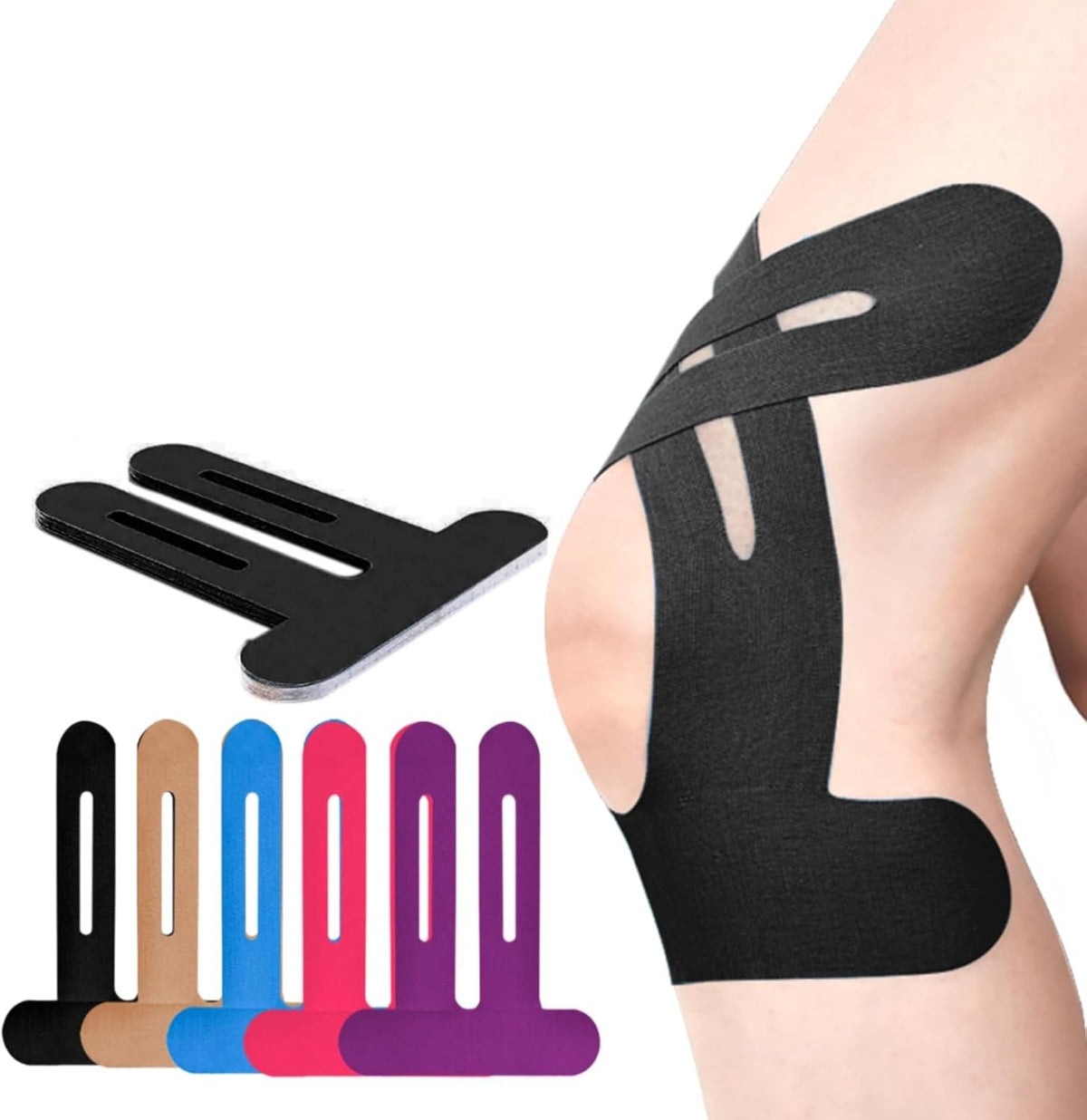 Pre-Cut Kinesiology Knee Tape for Joint Support & Stability During Sports | Athletic Knee Brace Alternative | Breathable Elastic