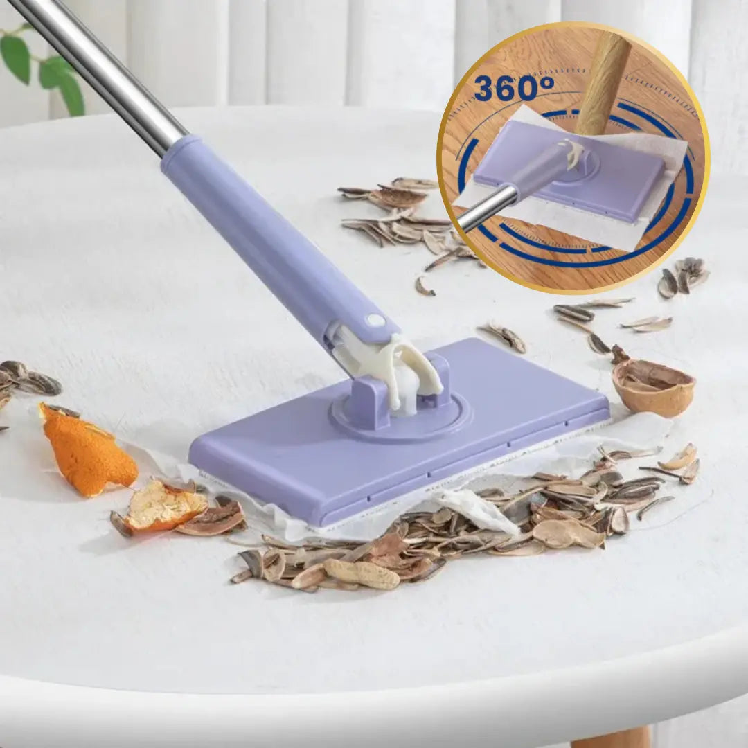 Flat Mop with 360° Swivel Head Push-Button Cloth Release for Tile Laminate Vinyl Parquet Home Kitchen Bathroom Hallway Quick Clean Lightweig