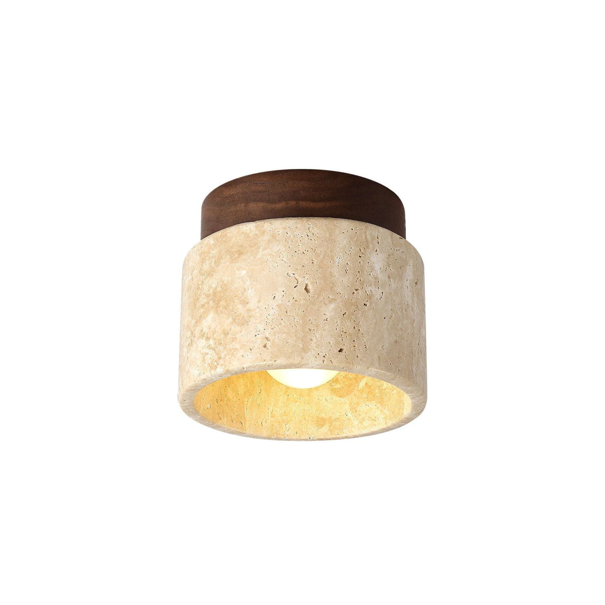 Flush Mount Stone & Wood Light Fixture 10 in Round Natural Beige for Low Ceilings Bedroom Entryway Cozy Overhead Lighting E26 Base