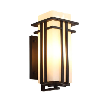 Outdoor Sconce Iron Frosted Glass E26 Socket Weatherproof Matte Black 60W Entryway Porch Garden Wall-Mount Fixture for Exterior Lighting