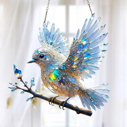 Prism Bird Window Ornament - Rainbow Light Catcher Suncatcher for Home Windows, Crystal Effect Acrylic Decoration 6x6 or 8x8 Inch