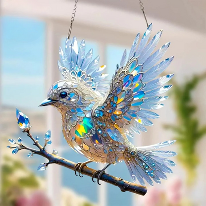 Ornement d’oiseau en cristal pour fenêtre – Décoration lumineuse réfléchissante pour la maison