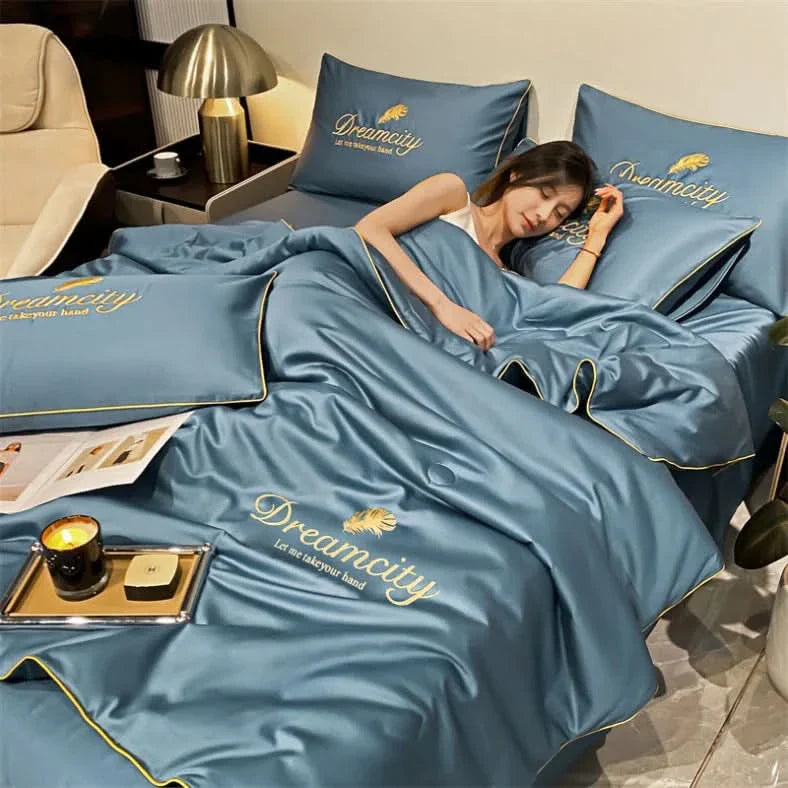 KühlTraum | Couette rafraîchissante en soie glacée pour les nuits chaudes avec tissu respirant | Confort léger pour un sommeil réparateur