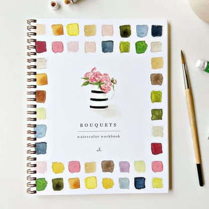 Watercolor Painting Workbook for Beginners with Step-by-Step Guided Lessons and Pre-Drawn Outlines, Complete Paint Set Included, Spiral-Boun