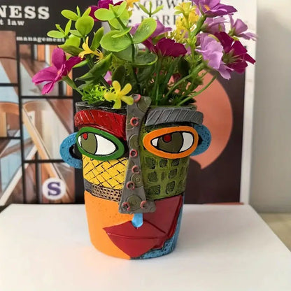 Jardinière ArtMuse – Pot de fleurs visage abstrait – Décoration intérieure et extérieure