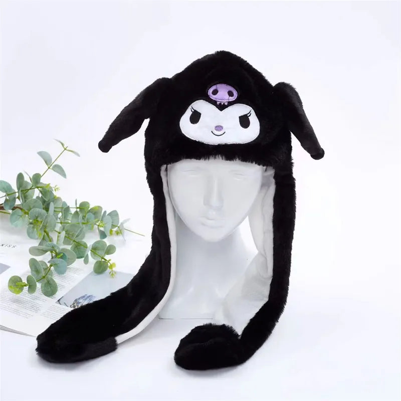 Plush Hat with Pop-Up Ears for Kids & Adults – Interactive Cosplay Beanie with Squeeze Paws | Fun Winter Accessory for Parties, Christmas