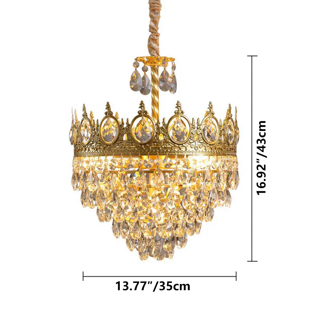 Sparkling Crystal Fixture with Iron Frame Gold Finish for Dining Room Entryway & Living Space Overhead Lighting 20 Inch Width