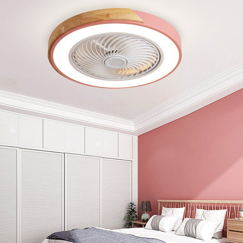 Wood Ceiling Fan with Dimmable LED Light & Remote 20 Inch for Bedroom Living Room Compact Indoor Airflow Cooling Rustic Decor