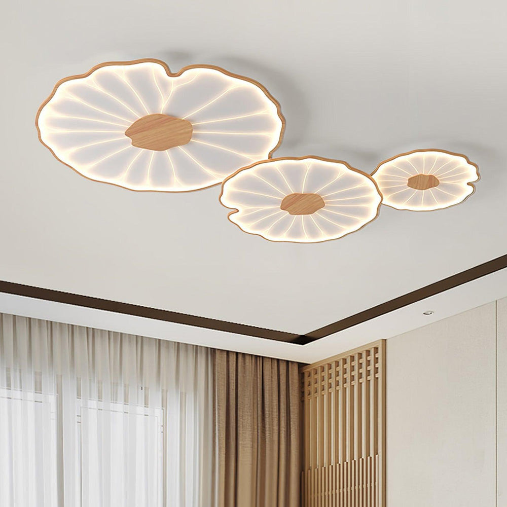 Plafonnier LED encastré à motif de feuilles organiques, acrylique, largeur de 30 à 135 cm, luminaire extra-plat pour chambre, salon, couloir, éclairage d'ambiance moderne