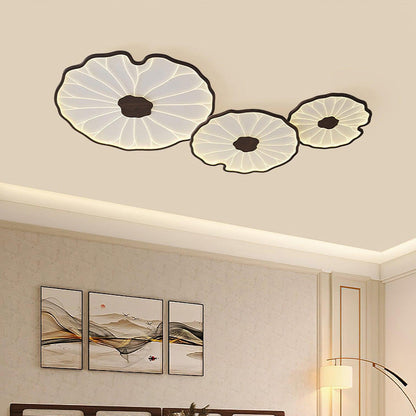 Plafonnier LED encastré à motif de feuilles organiques, acrylique, largeur de 30 à 135 cm, luminaire extra-plat pour chambre, salon, couloir, éclairage d'ambiance moderne