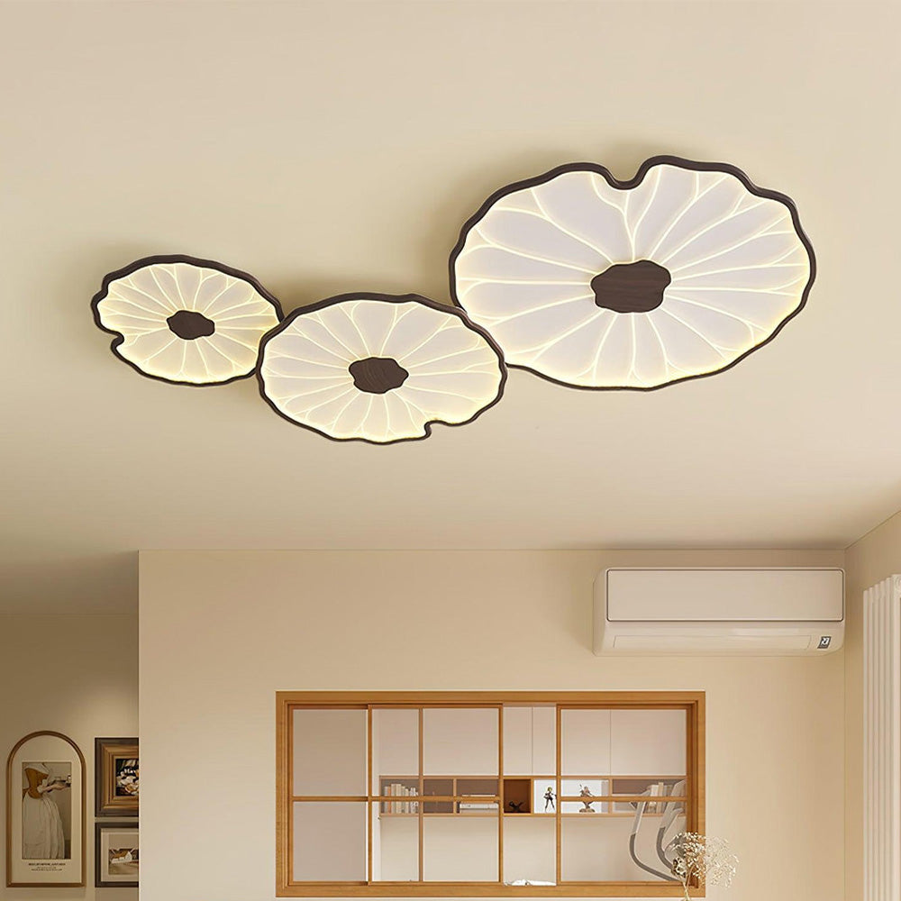 Plafonnier LED encastré à motif de feuilles organiques, acrylique, largeur de 30 à 135 cm, luminaire extra-plat pour chambre, salon, couloir, éclairage d'ambiance moderne