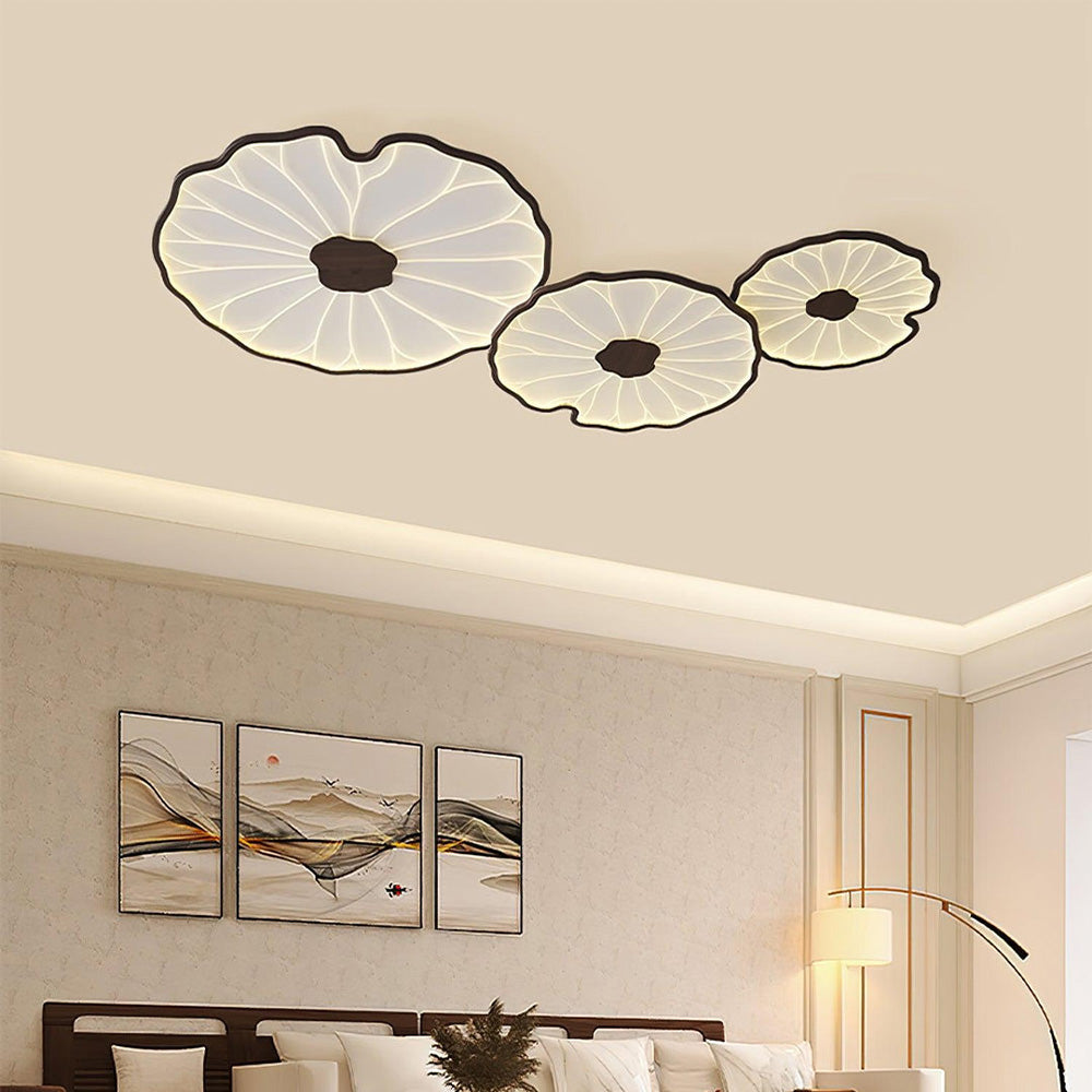 Plafonnier LED encastré à motif de feuilles organiques, acrylique, largeur de 30 à 135 cm, luminaire extra-plat pour chambre, salon, couloir, éclairage d'ambiance moderne