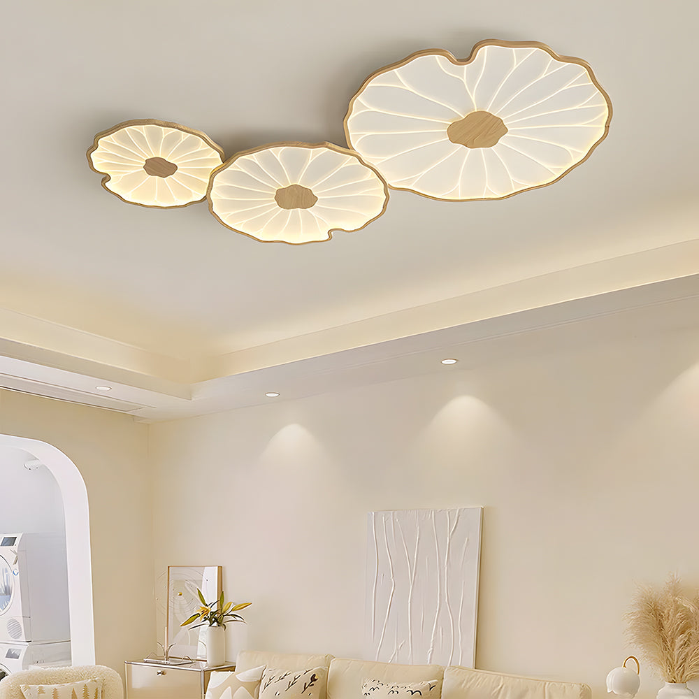 Plafonnier LED encastré à motif de feuilles organiques, acrylique, largeur de 30 à 135 cm, luminaire extra-plat pour chambre, salon, couloir, éclairage d'ambiance moderne