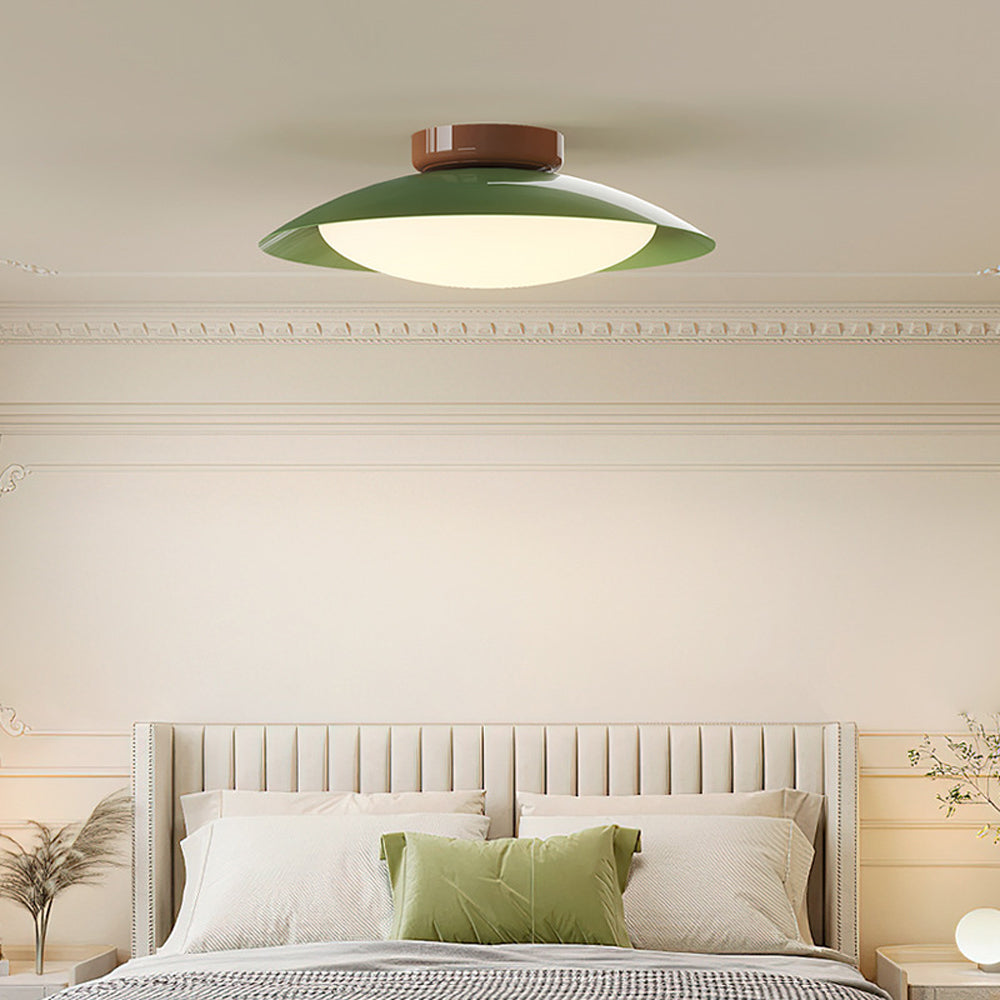 Plafonnier LED encastré, armature métallique, 18 pouces, finition vert et marron, pour chambre, salon, salle à manger, couloir, éclairage d'ambiance moderne et rétro