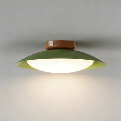 Plafonnier LED encastré, armature métallique, 18 pouces, finition vert et marron, pour chambre, salon, salle à manger, couloir, éclairage d'ambiance moderne et rétro