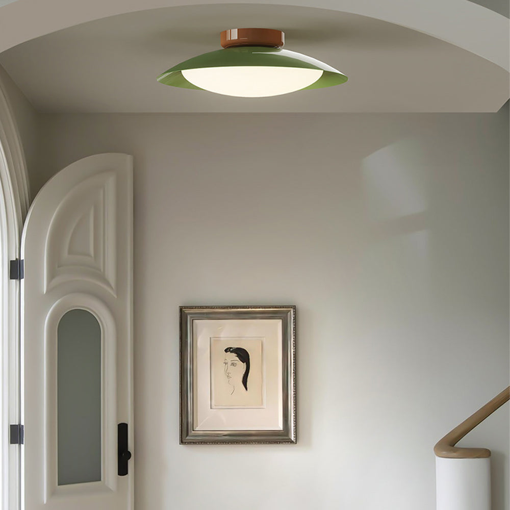 Plafonnier LED encastré, armature métallique, 18 pouces, finition vert et marron, pour chambre, salon, salle à manger, couloir, éclairage d'ambiance moderne et rétro