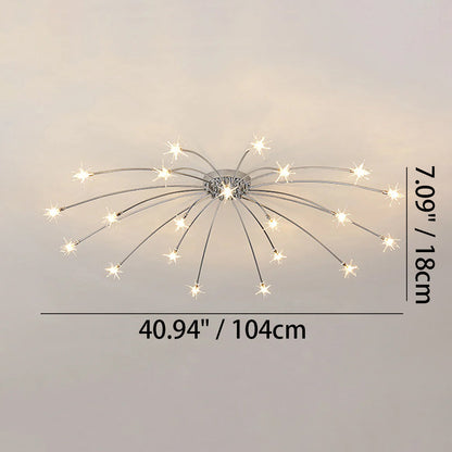 Semi-Flush LED Overhead Light Metal Glass 24-45 inch Diameter Adjustable Brightness Dining Room Living Room Bedroom Contemporary Home Ceilin