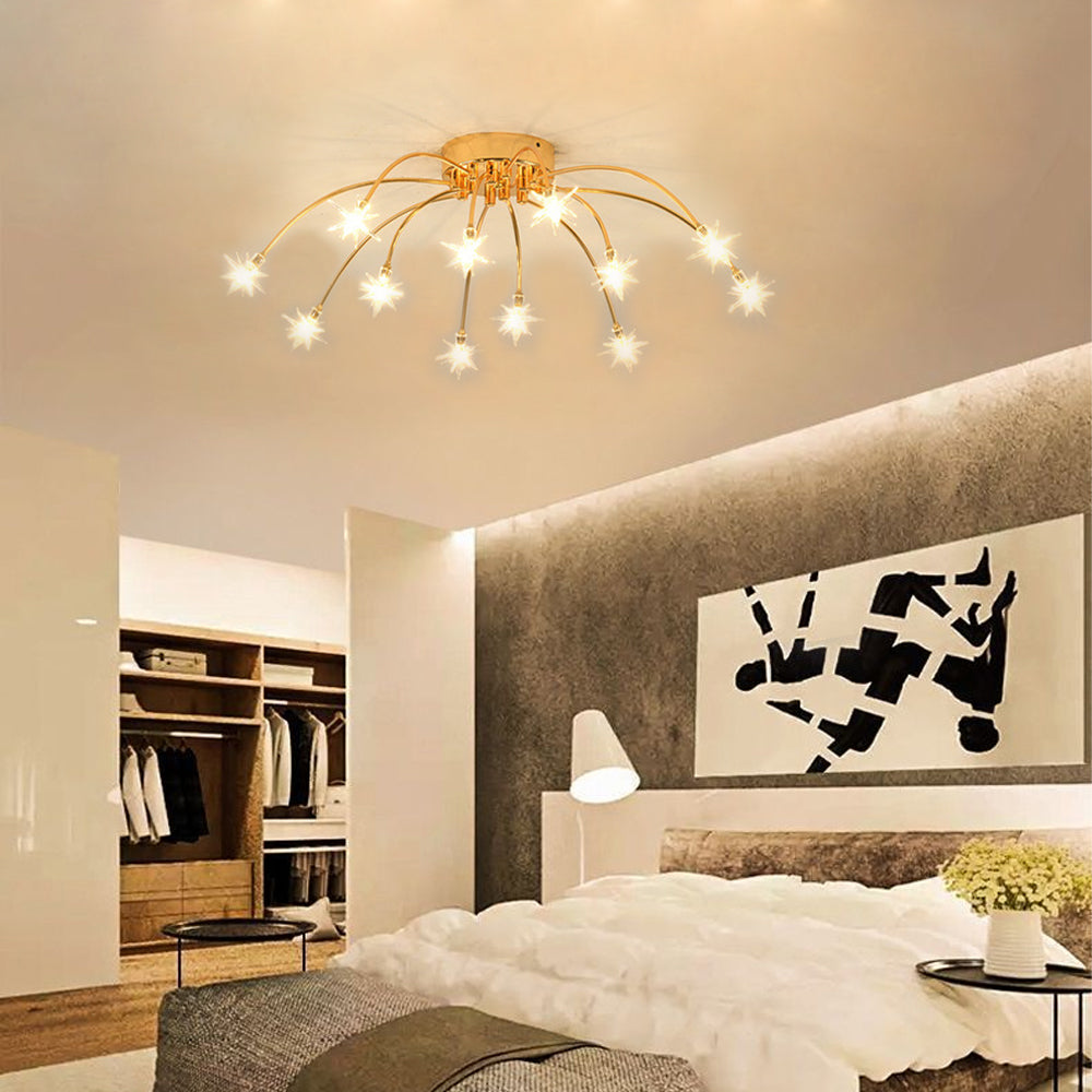 Plafonnier LED semi-encastré en métal et verre, 60-115 cm de diamètre, pour chambre, salon, salle à manger, luminaire intérieur moderne, 45W intégré