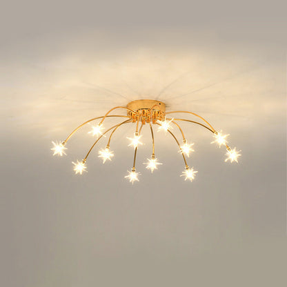 Semi-Flush LED Overhead Light Metal Glass 24-45 inch Diameter Adjustable Brightness Dining Room Living Room Bedroom Contemporary Home Ceilin