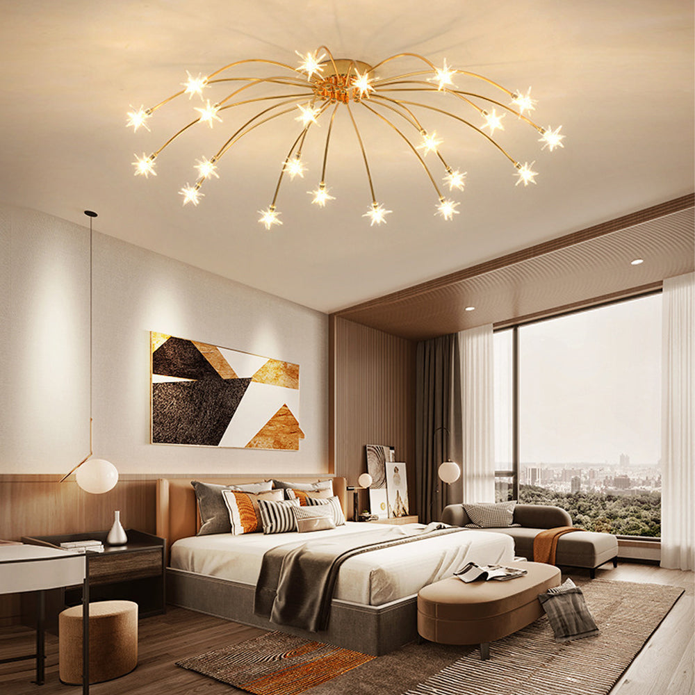 Plafonnier LED semi-encastré en métal et verre, 60-115 cm de diamètre, pour chambre, salon, salle à manger, luminaire intérieur moderne, 45W intégré