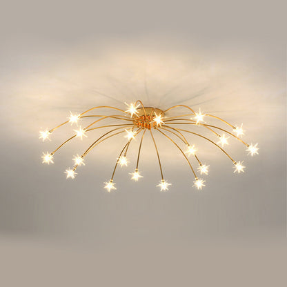 Semi-Flush LED Overhead Light Metal Glass 24-45 inch Diameter Adjustable Brightness Dining Room Living Room Bedroom Contemporary Home Ceilin
