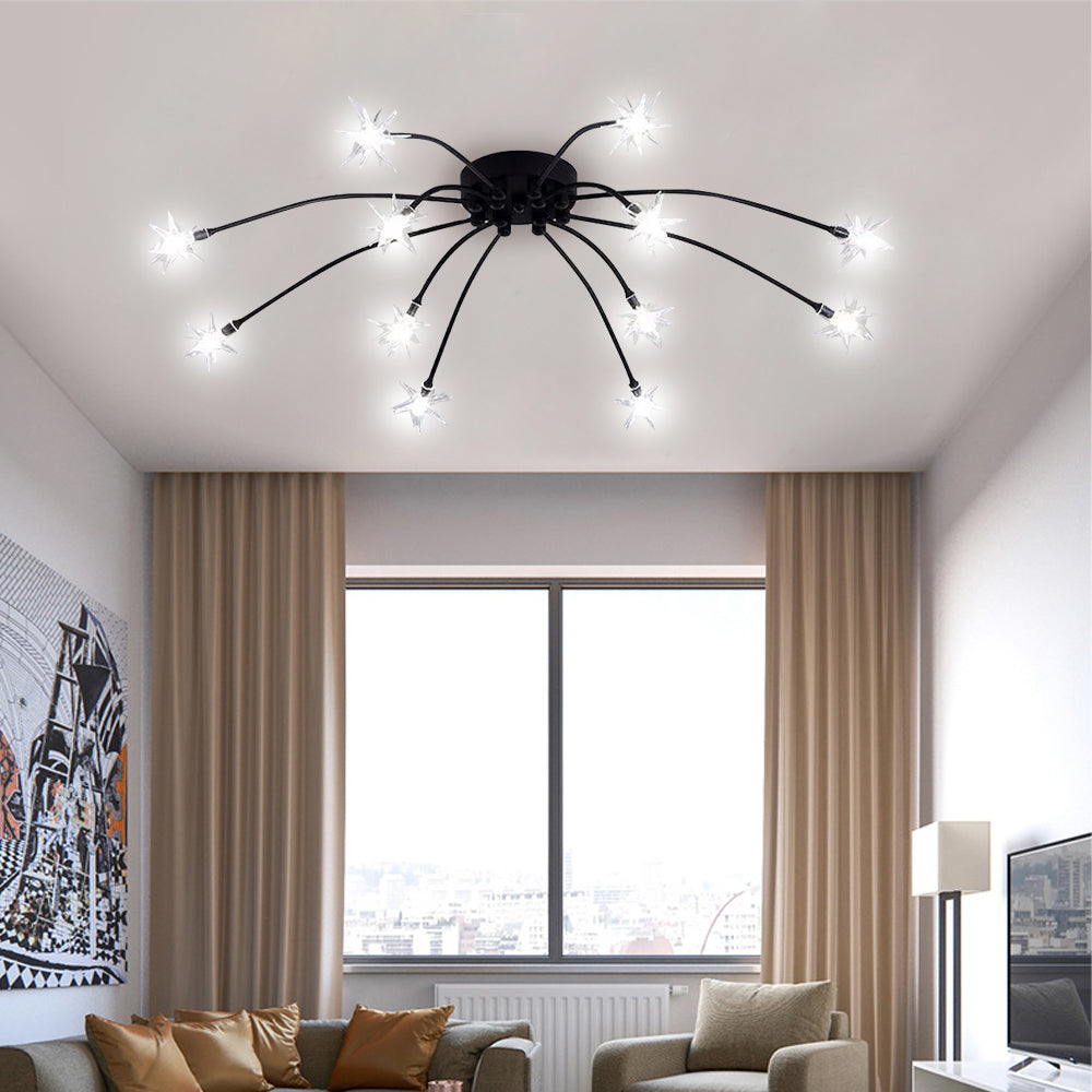 Plafonnier LED semi-encastré en métal et verre, 60-115 cm de diamètre, pour chambre, salon, salle à manger, luminaire intérieur moderne, 45W intégré