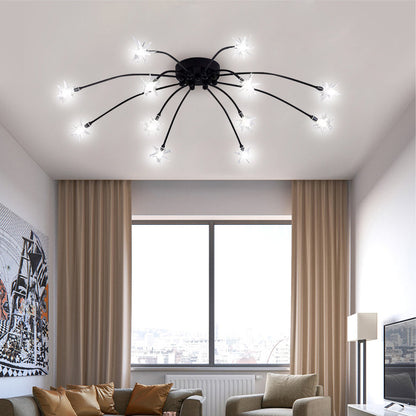 Plafonnier LED semi-encastré en métal et verre, 60-115 cm de diamètre, pour chambre, salon, salle à manger, luminaire intérieur moderne, 45W intégré