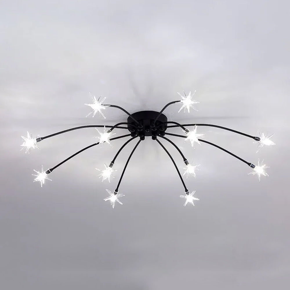 Semi-Flush LED Overhead Light Metal Glass 24-45 inch Diameter Adjustable Brightness Dining Room Living Room Bedroom Contemporary Home Ceilin
