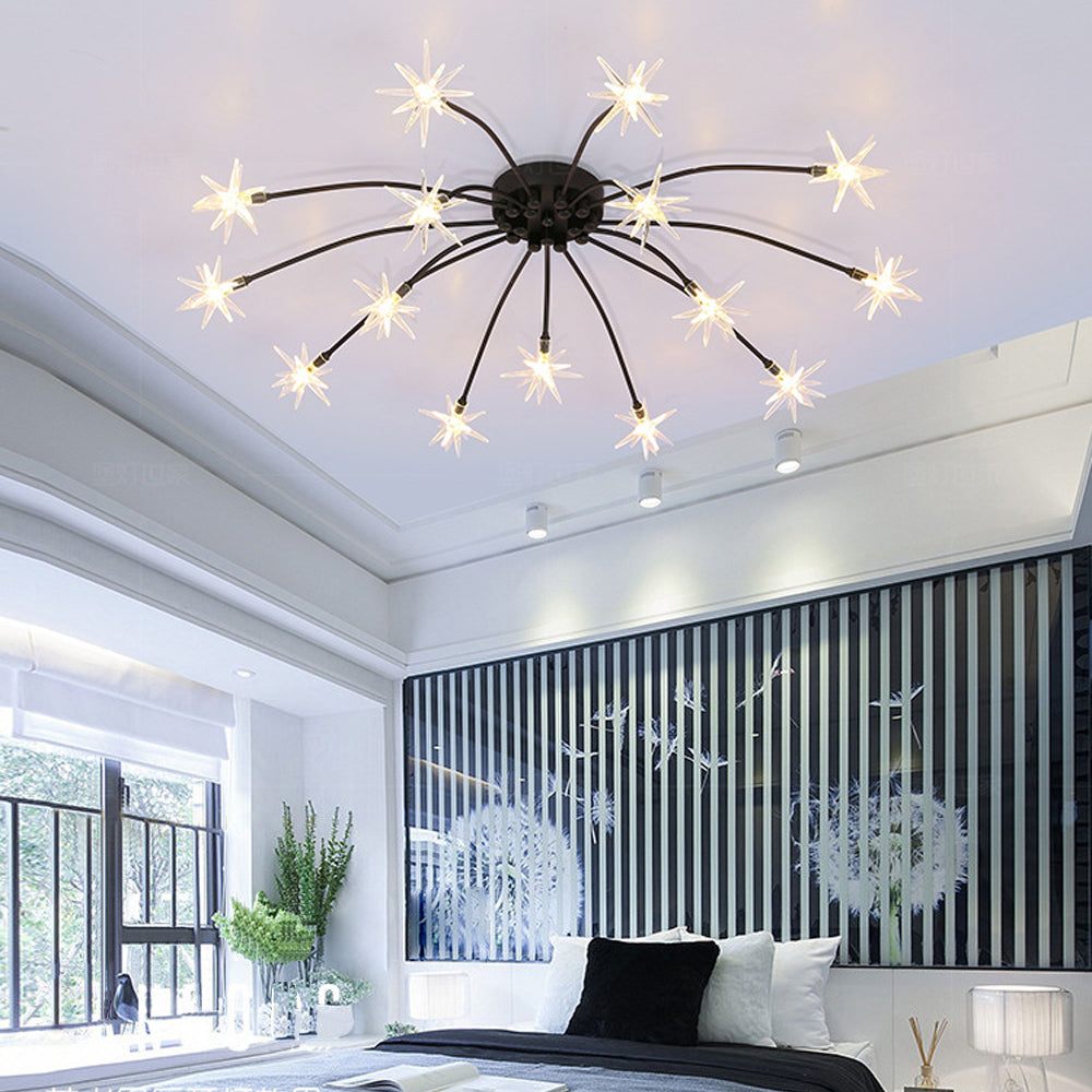 Plafonnier LED semi-encastré en métal et verre, 60-115 cm de diamètre, pour chambre, salon, salle à manger, luminaire intérieur moderne, 45W intégré