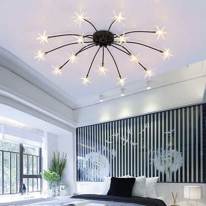 Plafonnier LED semi-encastré en métal et verre, 60-115 cm de diamètre, pour chambre, salon, salle à manger, luminaire intérieur moderne, 45W intégré