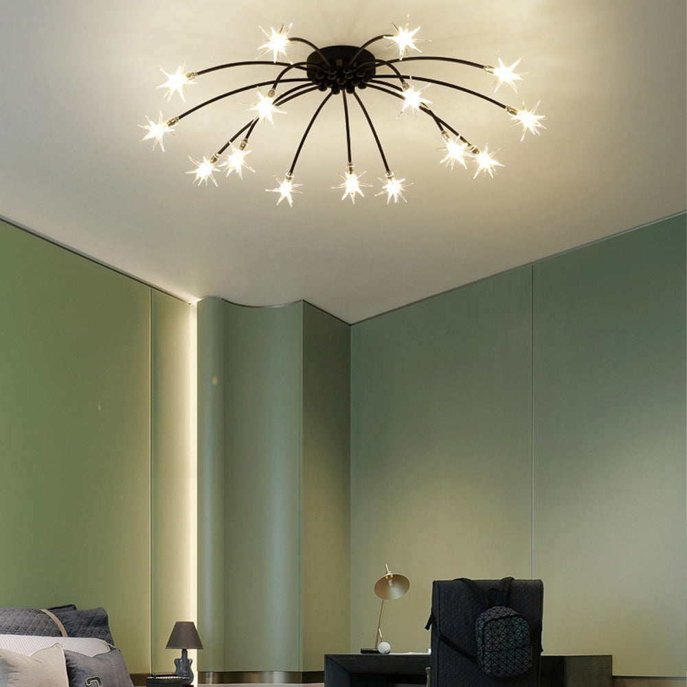 Plafonnier LED semi-encastré en métal et verre, 60-115 cm de diamètre, pour chambre, salon, salle à manger, luminaire intérieur moderne, 45W intégré