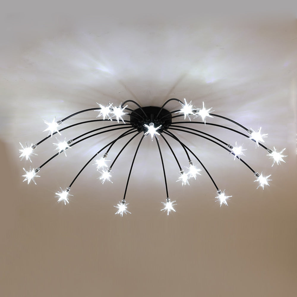 Semi-Flush LED Overhead Light Metal Glass 24-45 inch Diameter Adjustable Brightness Dining Room Living Room Bedroom Contemporary Home Ceilin