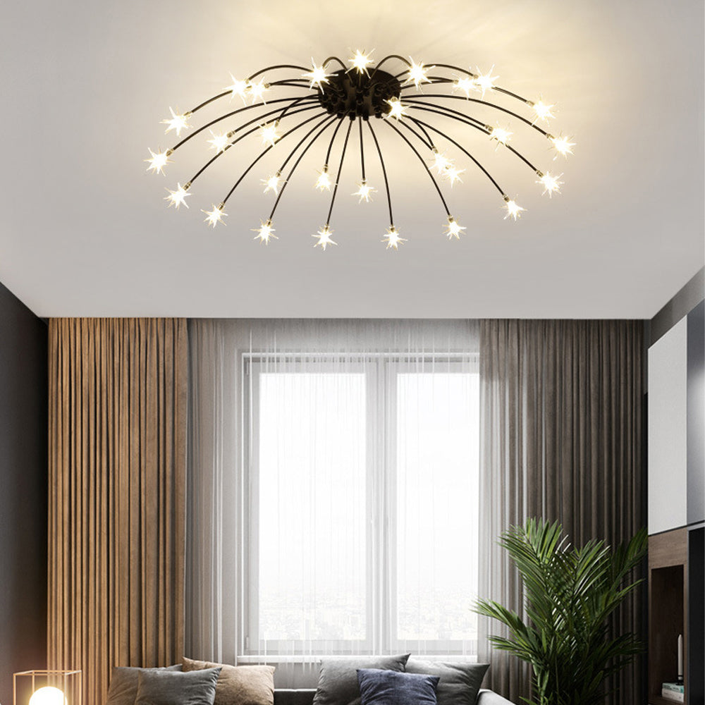 Plafonnier LED semi-encastré en métal et verre, 60-115 cm de diamètre, pour chambre, salon, salle à manger, luminaire intérieur moderne, 45W intégré